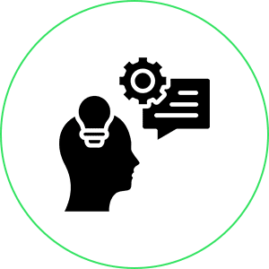 Green outlined circle on black background.