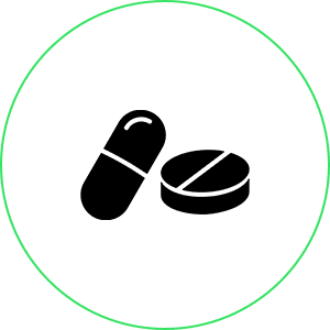 Green circle on black background.
